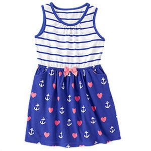 GYMBOREE ~HEARTS & ANCHORS GIRLS COTTON KNIT DRESS